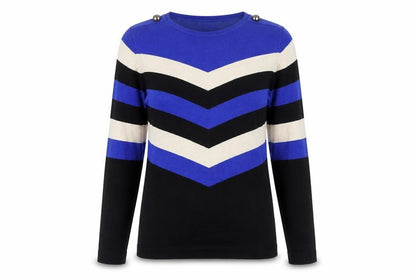 Wallis Women Blue Striped Long Sleeve Pullover Jumper Size 12