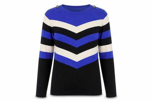 Wallis Women Blue Striped Long Sleeve Pullover Jumper Size 12