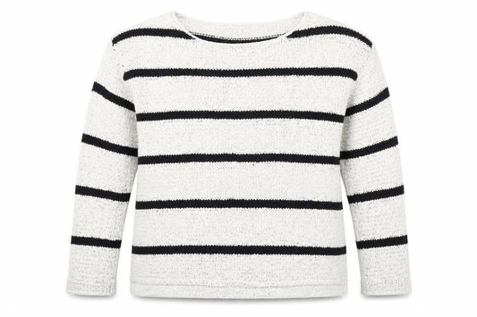 L.O.G.G. Womens White Striped Cotton Knit Jumper Size S