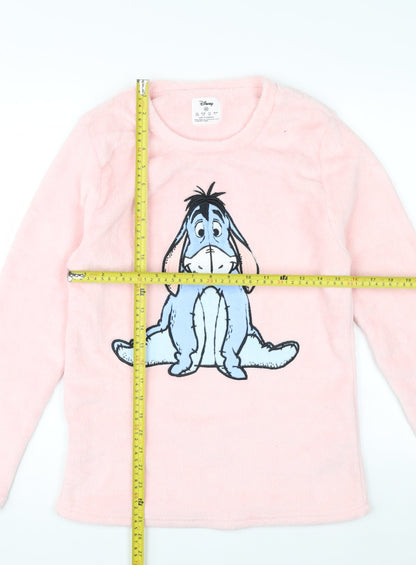 Disney Women Pink Eeyore Fleece Pyjama Top XS Long Sleeve
