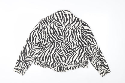New Direction Women's Zebra Print Cotton Biker Jacket M