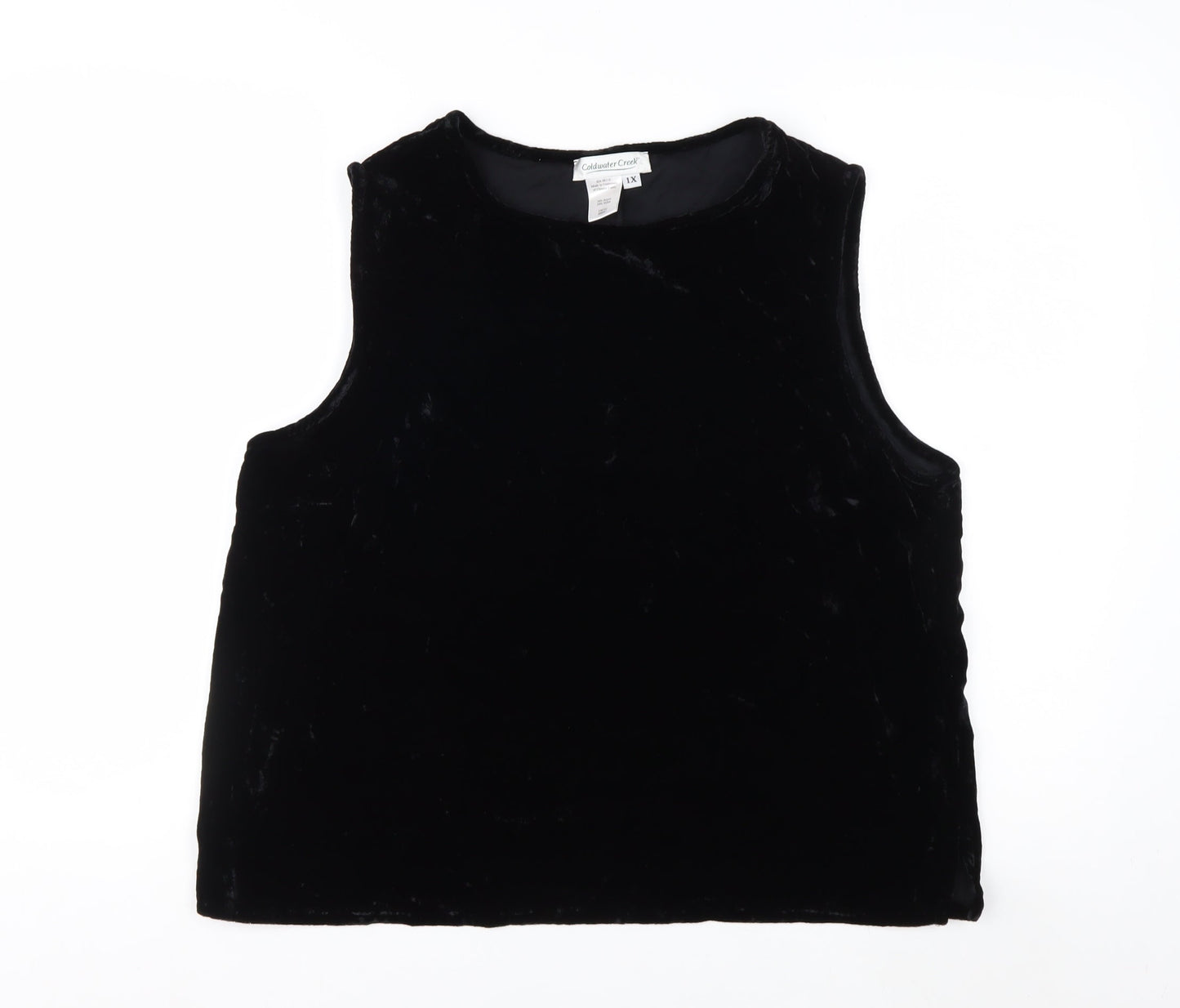 Coldwater Creek Women Black Velvet Sleeveless Tank Top 18 Plus