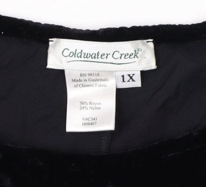 Coldwater Creek Women Black Velvet Sleeveless Tank Top 18 Plus