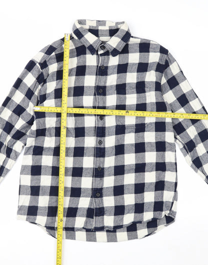 Uniqlo Men's Blue Check Flannel Button-Up Shirt Size L