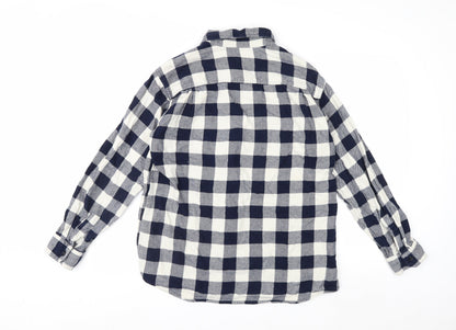 Uniqlo Men's Blue Check Flannel Button-Up Shirt Size L