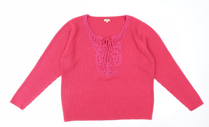 Cotton Traders Women’s Pink Knit Tunic Top Size 18/20 Long Sleeve Acrylic