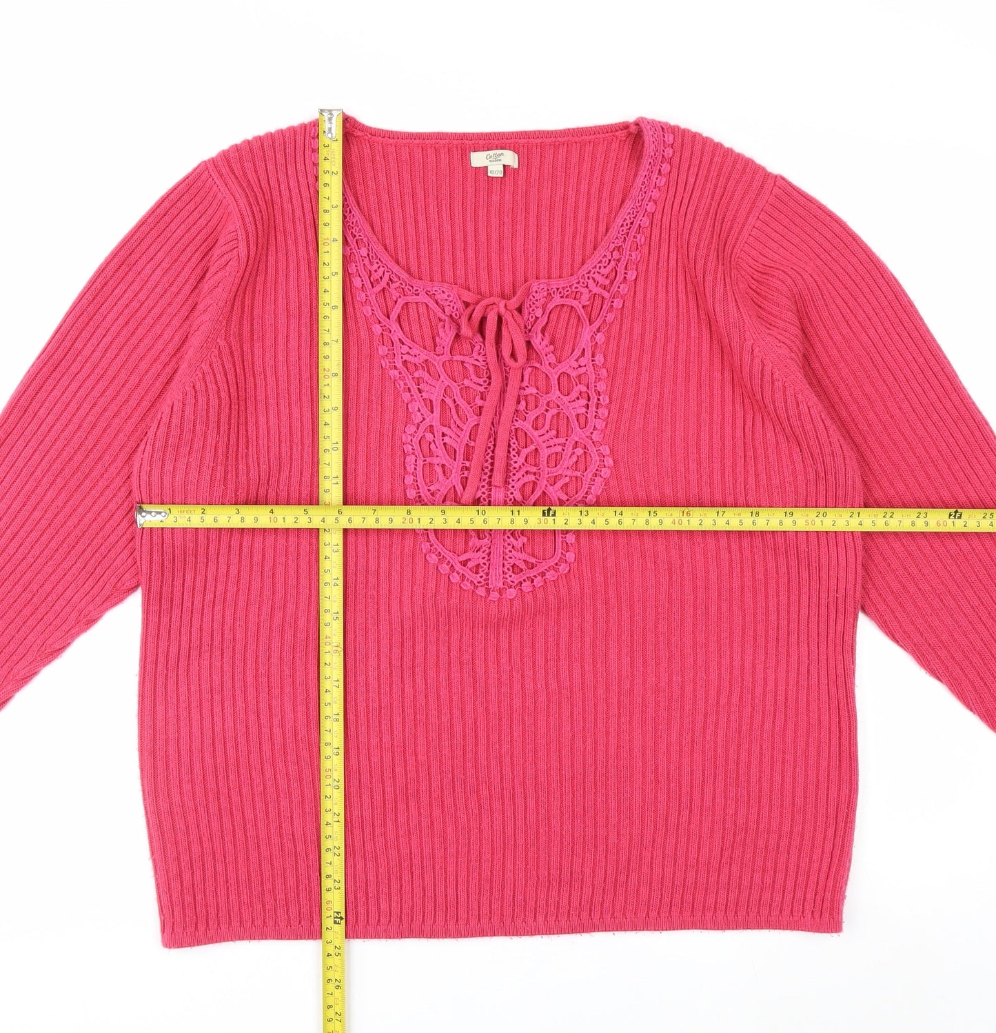 Cotton Traders Women’s Pink Knit Tunic Top Size 18/20 Long Sleeve Acrylic