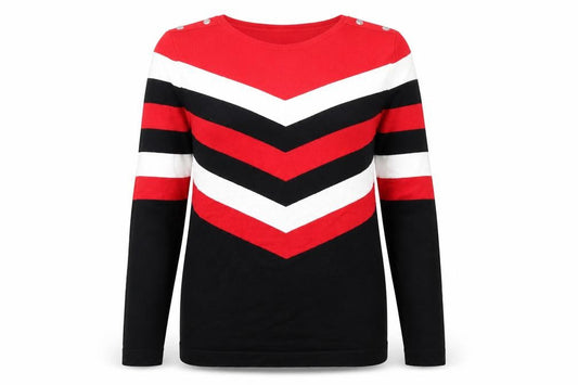 Wallis Women Red Black White Striped Pullover Jumper UK 12