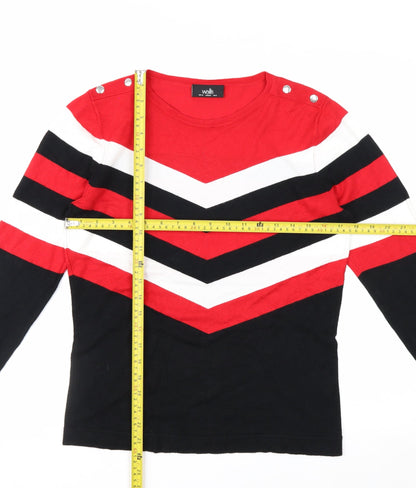 Wallis Women Red Black White Striped Pullover Jumper UK 12