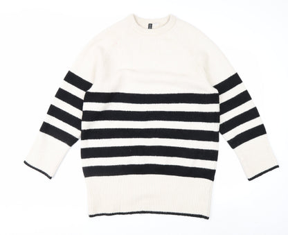H&M Divided Women's Black & White Striped Knit Jumper Size 8