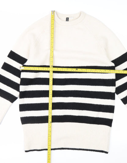 H&M Divided Women's Black & White Striped Knit Jumper Size 8