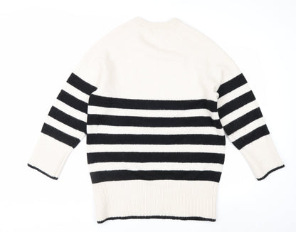 H&M Divided Women's Black & White Striped Knit Jumper Size 8