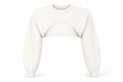 H&M Women Ivory Shrug Cable-Knit Wool Blend Jumper S