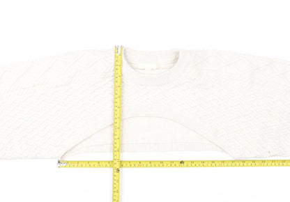 H&M Women Ivory Shrug Cable-Knit Wool Blend Jumper S