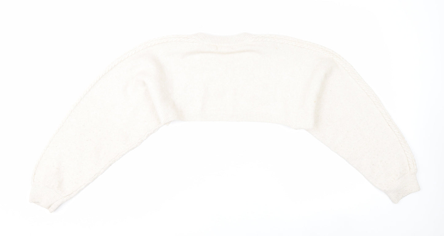 H&M Women Ivory Shrug Cable-Knit Wool Blend Jumper S
