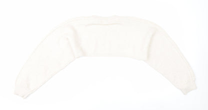 H&M Women Ivory Shrug Cable-Knit Wool Blend Jumper S