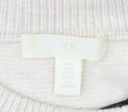 H&M Women Ivory Shrug Cable-Knit Wool Blend Jumper S