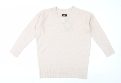 Wallis Womens Beige V-Neck Sparkle Pullover Jumper Size S
