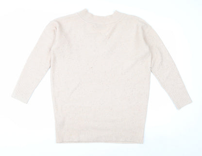 Wallis Womens Beige V-Neck Sparkle Pullover Jumper Size S