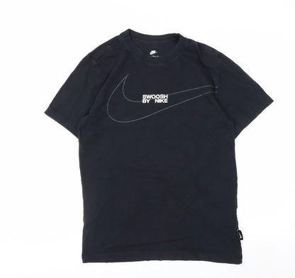 Nike Men’s Black Swoosh Graphic Cotton T-Shirt Size S