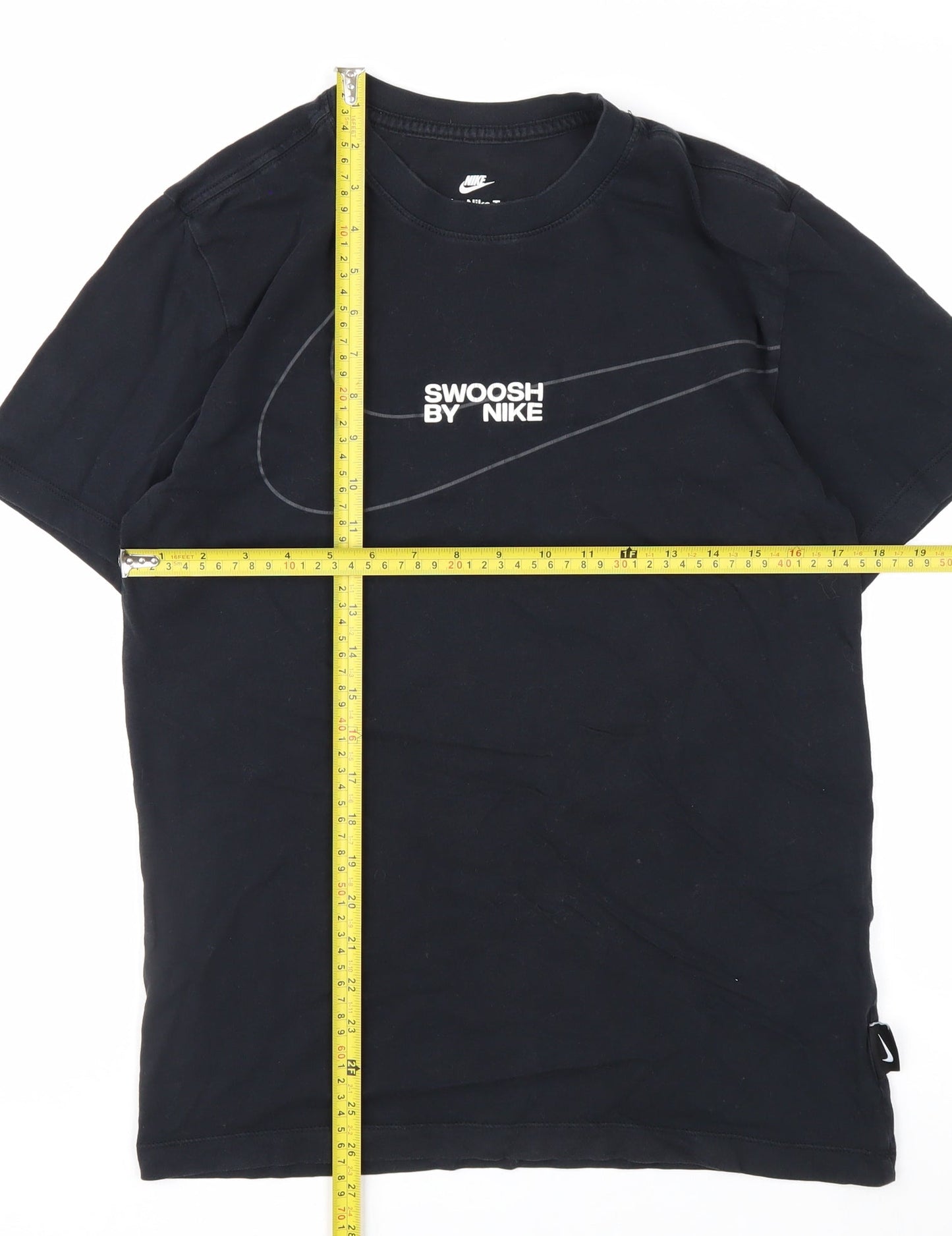 Nike Men’s Black Swoosh Graphic Cotton T-Shirt Size S