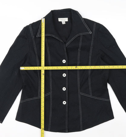 Conrad C Women's Black Size 12 Cotton Blend Button Blazer