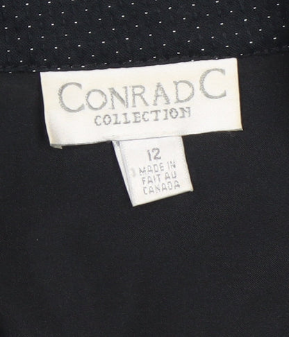 Conrad C Women's Black Size 12 Cotton Blend Button Blazer