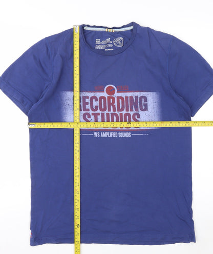 White Stuff Men's Blue Recording Studios Graphic T-Shirt Medium