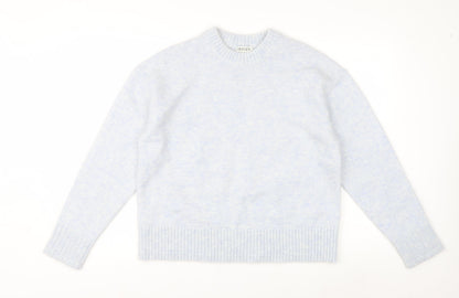 Marks and Spencer Jaeger Women's Blue Mohair Blend Crew Neck Jumper M