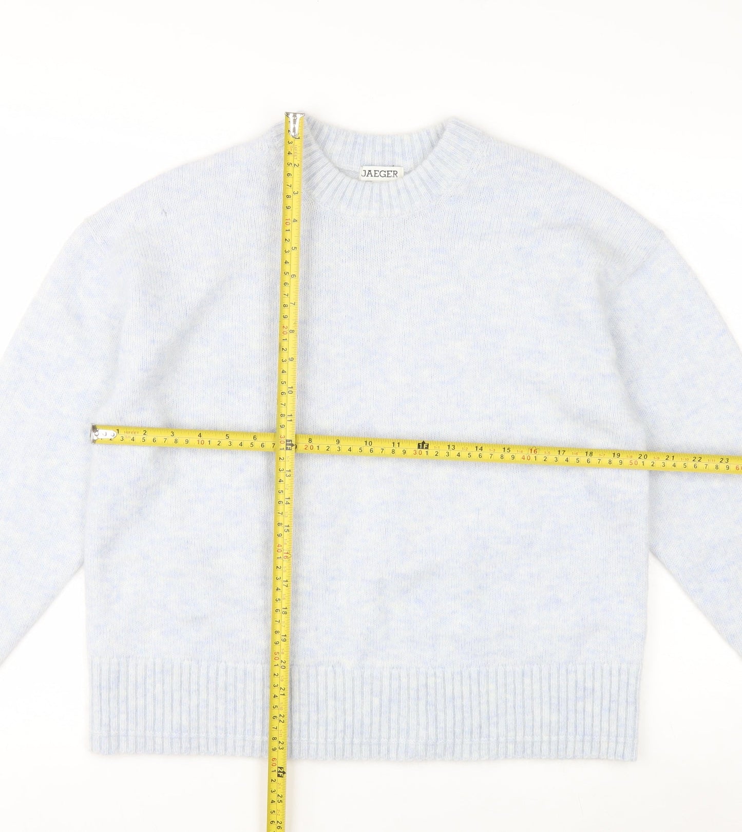 Marks and Spencer Jaeger Women's Blue Mohair Blend Crew Neck Jumper M