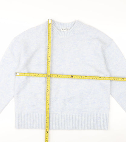 Marks and Spencer Jaeger Women's Blue Mohair Blend Crew Neck Jumper M