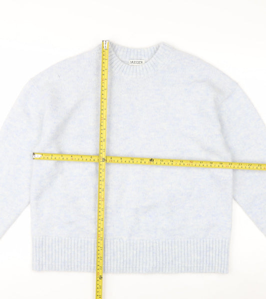 Marks and Spencer Jaeger Women's Blue Mohair Blend Crew Neck Jumper M
