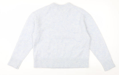 Marks and Spencer Jaeger Women's Blue Mohair Blend Crew Neck Jumper M