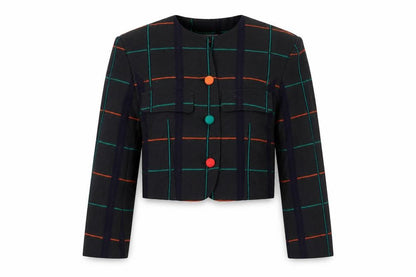 Ronfranco Women’s Multicoloured Checked Cropped Blazer Size 8