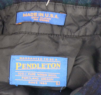 Pendleton Men's Green Plaid Wool Flannel Button-Up Shirt L