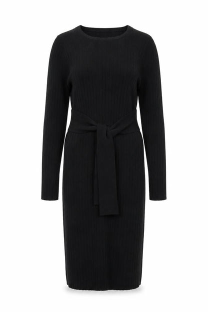 ESMARA Women Black Bodycon Knit Belted Dress Size 10
