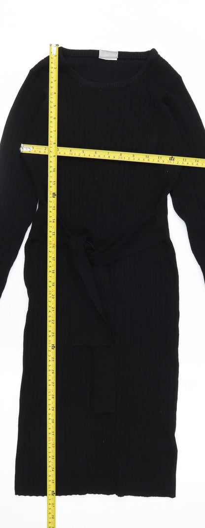 Esmara Women Black Bodycon Knit Belted Dress Size 10