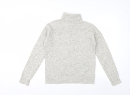 Laura Ashley Women Grey Wool Roll Neck Jumper UK 12 Beaded Embellished