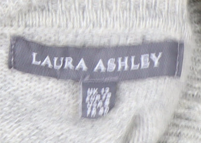 Laura Ashley Women Grey Wool Roll Neck Jumper UK 12 Beaded Embellished