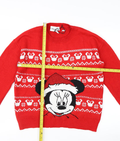 Disney Women Red Minnie Mouse Christmas Jumper XS