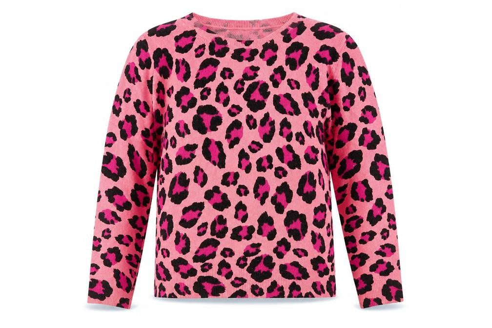 Marks and Spencer Womens Pink Leopard Print Acrylic Jumper Size 14