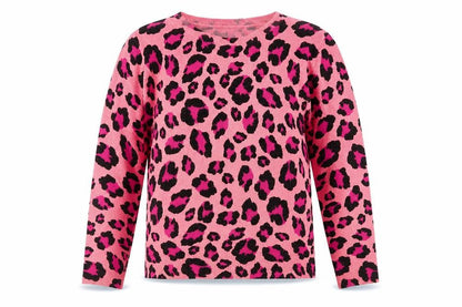 Marks and Spencer Womens Pink Leopard Print Acrylic Jumper Size 14