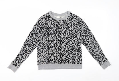 Whistles Women's Grey Leopard Print Pullover Sweatshirt XS