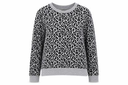 Whistles Women's Grey Leopard Print Pullover Sweatshirt XS