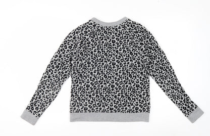 Whistles Women's Grey Leopard Print Pullover Sweatshirt XS