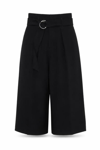 River Island Women’s Black Belted Culotte Trousers Size 8 Wide-Leg