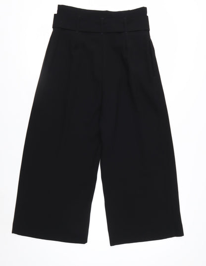 River Island Women’s Black Belted Culotte Trousers Size 8 Wide-Leg
