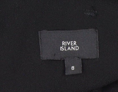 River Island Women’s Black Belted Culotte Trousers Size 8 Wide-Leg