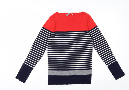 Oasis Women's Multicoloured Striped Boat Neck Knit Jumper Size S