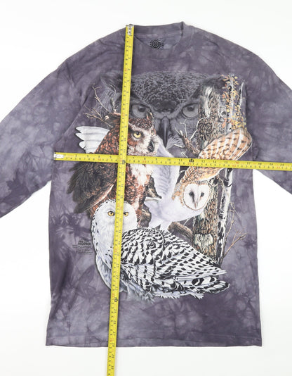 The Mountain Men's Grey Owl Graphic Long Sleeve Cotton T-Shirt M